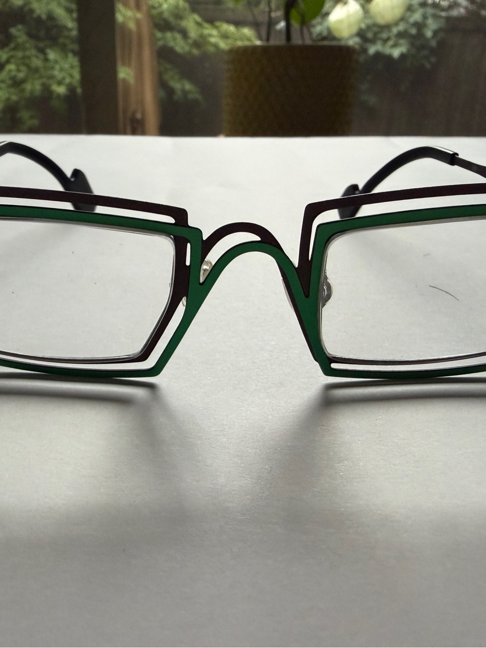 **LIKE NEW** Theo Eyewitness Green and Black Double-Layer Rectangle Glasses - Picture 4 of 7